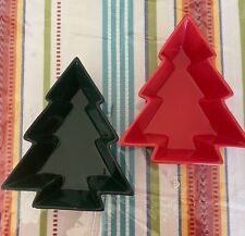 GREEN And RED CHRISTMAS TREE Serving Dishes by TAG Dated 2006– 9x2.25x7.5 Inches picture