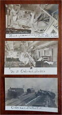 Train Wreck Grand Forks South Dakota c. 1910 Real Photo Postcard Lot x 3 picture