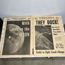 NY Daily News July 21 & 22, 1969 - Man Lands On The Moon; They Dock - Newspaper picture