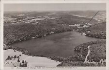 Deposit, NY: RPPC 1950 Oquaga Lake Aerial View, vtg New York Real Photo Postcard picture