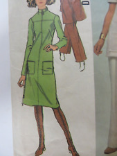Vtg 70's Simplicity 9509 DESIGNER DRESS FRONT ZIPPED Sewing Pattern Women Sz 16 picture
