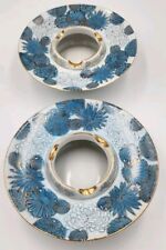 Vtg Japan Kutani Ware Porcelain Ashtray Planter Trinket Hand Painted Blue/White  picture