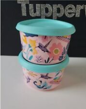 Tupperware BLUSHING MEADOW ONE-TOUCH SMALL CANISTER SET of 2 ~ 2.25 Cups picture