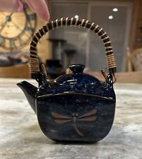 Japanese Blue Dragonfly Tombo Pottery Teapot With Lid picture