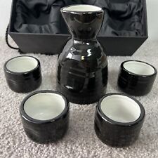 Tenmokus Sake Set NEW - Server + four cups Black Ceramic picture