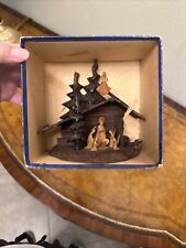 OBERAMMERGAU Vintage Hand Carved Wood Nativity Scene In Box picture