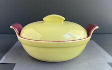 VTG Red & Yellow HULL U.S.A. Debonair Divided w Handles Covered *SEE DESCRIPTION picture