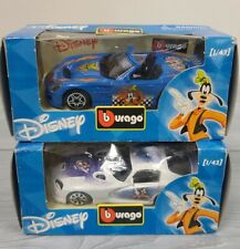 Lot of 2 Bburago Disney Collection 1/43 Goofy Cars Die Cast Italy W/ Box  picture