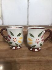 Set 2 Temptations Old World Cranberry 16 Oz Footed Coffee Cup Mug Ovenware Tara picture