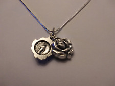 Italian Miraculous Medal Rose Locket Pendant Necklace 925 Sterling silver chain picture