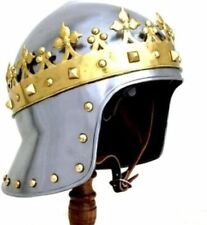 Medieval Monarch Knight King Richard Lionheart Two Tone Crown Helmet Armor picture