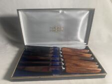 vintage steak knives set of 6 buras made in england stainless steel wooden picture