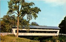 Postcard Fairfield County Ohio Johnson Covered Bridge Over Clear Creek Vintage picture