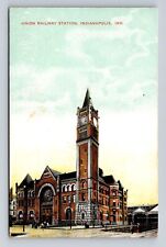 Indianapolis IN-Indiana, Union Railway Station, Clock Tower, Vintage Postcard picture