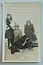 Depression Era Young Kids Dog & Big Sister Real Photo Postcard RPPC 8732 picture