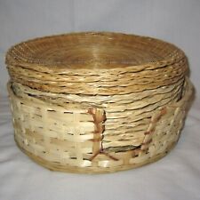 Lot of 12 Vintage Wicker Rattan Basket Paper Plate Holders with Round Storage picture