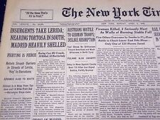 1938 APRIL 4 NEW YORK TIMES - INSURGENTS TAKE LERIDA, MADRID SHELLED - NT 709 picture
