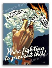 1940s “We're Fighting to Prevent This” WWII Propaganda War Poster - 18x24 picture