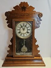 Antique Working 19th C. WATERBURY 8 Day Victorian Walnut Parlor Mantel ClocK picture