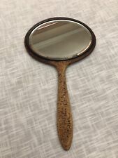 Antique Oval Paddle Shaped Hand Mirror Bevelled Glass picture