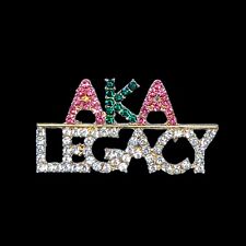 AKA Alpha Kappa Alpha LEGACY - Sorority Pin / Brooch Rhinestones NEW Gold Tone picture