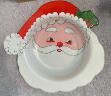 Vintage Ullman Plastic Santa Claus Face Head Bowl Popcorn Chips Festive picture