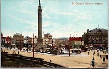 Saint George's Square Liverpool England Buildings & Monument Landmark Postcard picture