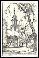 Deerfield MA Red Brick Church Postcard Built in 1823  Unposted  pc182 picture