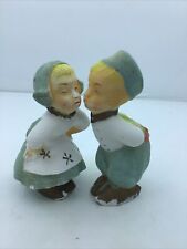 Vintage Dutch Kissing Couple Figurines Salt Stone Pair picture