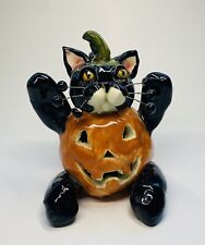 Amy Lacombe Rare Toby Pumpkin Cat Jack O’Lantern Figurine Halloween Estate picture