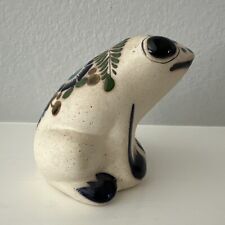 Vintage Ceramic FROG Hand Painted Folk Art Artist Signed RS Made In Mexico picture