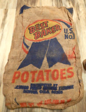 VTG 100 lb Used Burlap Potato Sack-Best Baker Potatoes-Denver, CO- QS picture