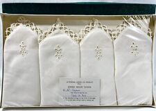 NEW 1950s Donegal Linens Handmade Pure Irish Linen Napkins Boxed Set 4 Vtg 13628 picture