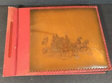 Antique Leather Cover Photo Album Scrap Book Old West Stage Coach Cover Unused picture