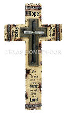 Hope Inspirational Wall Cross Engraved Distressed Layered Stone Look 15.5 x 8.5
