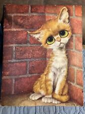 GIG Big Eyes Pity Kitty Cat Print Hardboard 1960’s Vintage picture