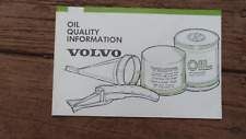 Volvo Oil Quality Information booklet  1985  OEM Volvo picture