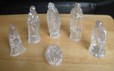 Christmas Holiday 6 Piece Clear Glass Figurines Nativity Scene picture