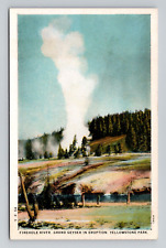 Postcard Firehole River Grand Geyser Yellowstone Wyoming, Vintage E14 picture