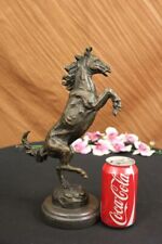 Signed Barye Excited Rearing Horse Bronze Marble Sculpture Racing Marble Decor picture