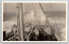 RPPC Navy Ship Making Waves in Ocean c1918 Real Photo Postcard J21 picture