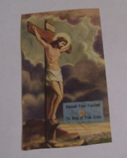 Vtg blessed palm touched to relic of the true cross prayer before crucifix card picture
