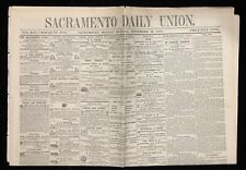 SACRAMENTO DAILY UNION : SEPT 22 1873 VINTAGE PAPER POST CIVIL WAR ERA picture