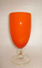 🧡  MCM Retro Venetian EMPOLI Cased Orange White Interior Ball Stem Balloon VASE picture