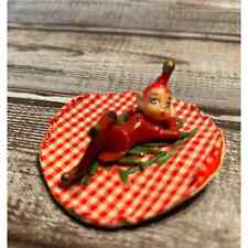 Vintage miniature elf tiny plastic pixie mini climber Christmas figurine 2