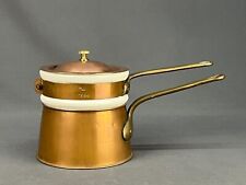 Vintage French Copper Brass Bazar Francais NY 666 Double Boiler; Clean picture