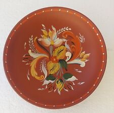 Vtg Norwegian Rosemaling Hand Painted Folk Art Floral Bowl Stamped 7½
