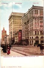 Wisconsin Str West from Post Office Milwaukee WI Divided Unposted Postcard c1908 picture