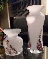 A Pair of Vintage Randsfjord Glass Norway Mid-Century Modern Vases Hand Blown picture