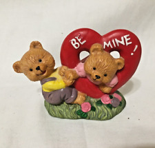 Vintage Porcelain Pets bear couple with Be Mine Valentine heart figurine picture
